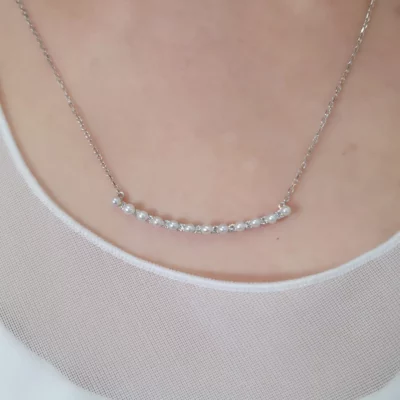 18K White Gold Pearl Diamond Necklace